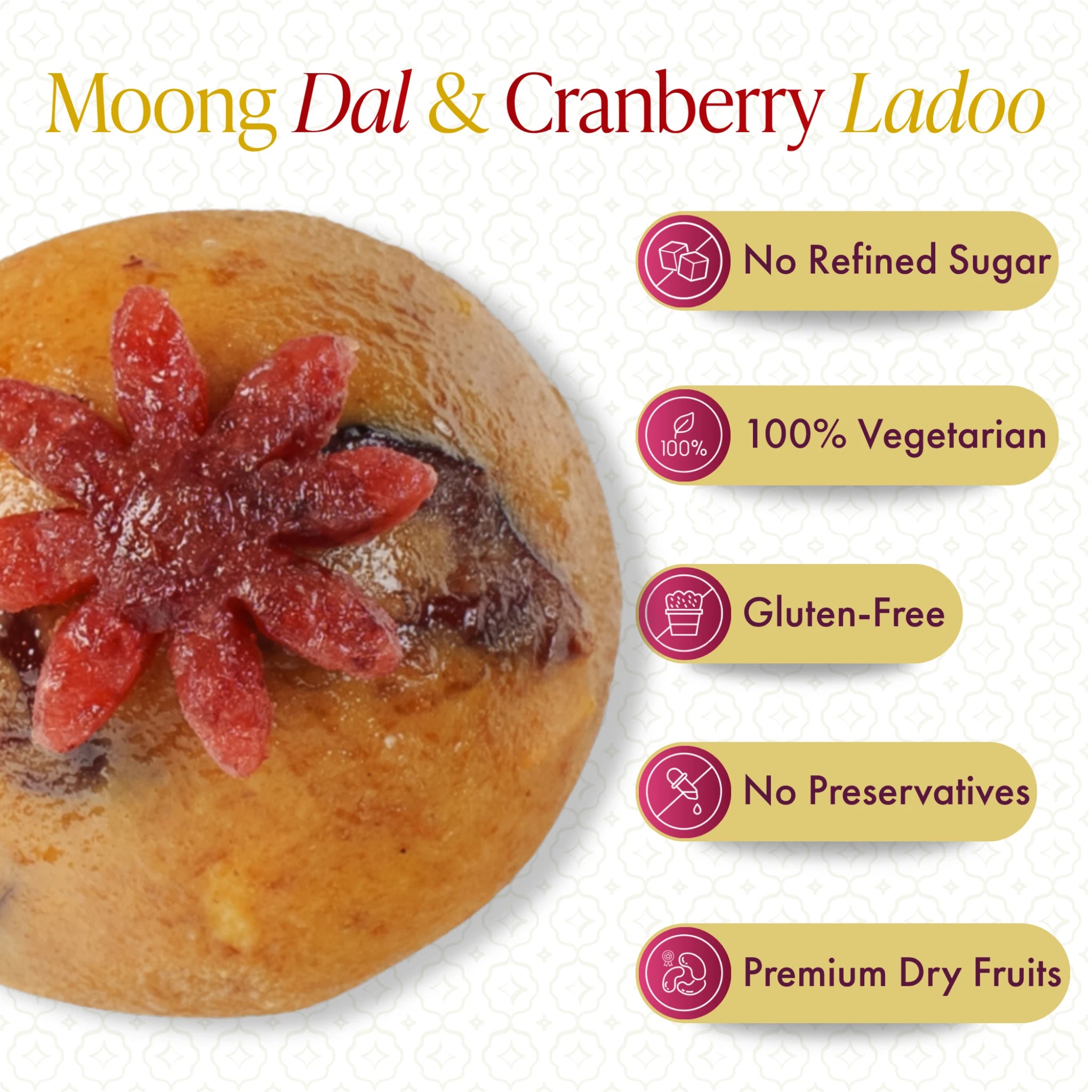 Moong Dal & Cranberry Ladoo